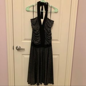 Black Glittery Halter Dress